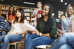 A group of students sat together 